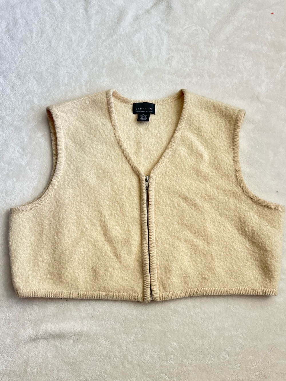 Vintage The Limited 100% Wool Zip‎ Vest Cream L